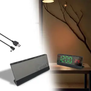 ساعة مرآة LED مع منبه وعرض لدرجة الحرارة