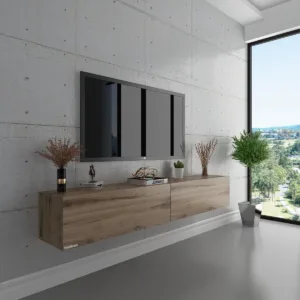 حامل تلفزيون جداري 180 سم لون خشب طبيعي