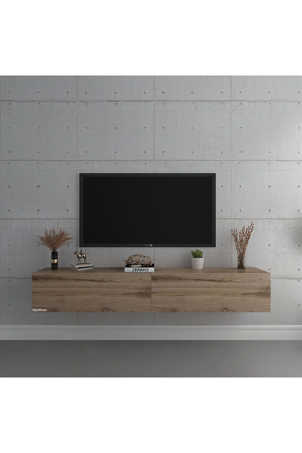 1_org_zoom-5574 حامل تلفزيون جداري بلون الخشب الطبيعي الفاتح بعرض 180 سم