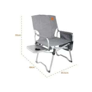 كرسي المرقاب للرحلات بإطار ألمنيوم مع طاولة جانبية وحامل أكواب وحقيبة تبريد