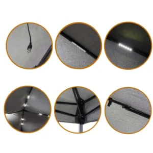 مظلة رحلات 3×3 م مع إضاءة LED مدمجة مضاد للماء مظلة رحلات 3×3 م مع إضاءة LED مدمجة مضاد للماء