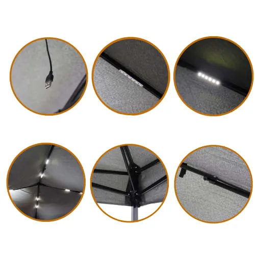 4 (1) مظلة رحلات 3×3 م مع إضاءة LED مدمجة مضاد للماء