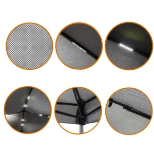 مظلة رحلات سداسية مع إضاءة LED قماش بوليستر مقاومة للماء مظلة رحلات سداسية مع إضاءة LED قماش بوليستر مقاومة للماء