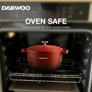 طقم طهي جرانيت 9 قطع من دايو لون أحمر مع مقابض سيليكون