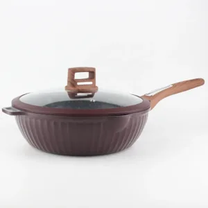 طقم أواني طهي جرانيت 12 قطع – ألوان (قرمزي، أسود، عاجي)