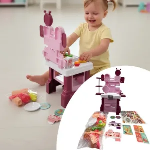 مجموعة مطبخ ألعاب الفواكه والخضروات التفاعلية للأطفال مع إضاءة وموسيقى