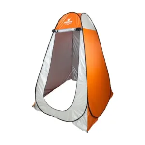 خيمة حمام قابلة للطي قماش أكسفورد مقاومة للماء مع أوتاد وحقيبة تخزين – لون برتقالي