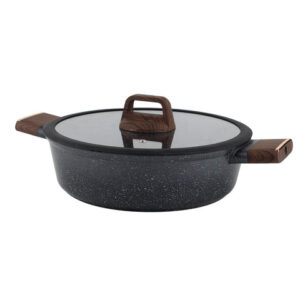 طقم أواني طهي رخام 12 قطعة لون أسود