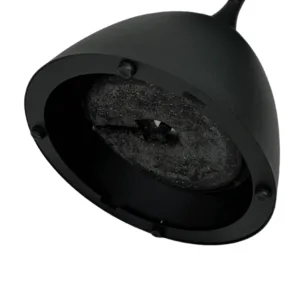 طاولة جانبية مستديرة سطح خشب مع قاعدة معدنية سوداء طاولة جانبية مستديرة سطح خشب مع قاعدة معدنية سوداء