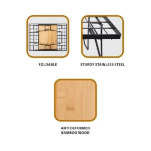 طاولة رحلات TA31 قابلة للطي بسطح خشب بامبو