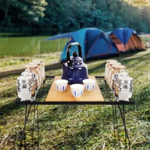 طاولة رحلات TA31 قابلة للطي بسطح خشب بامبو