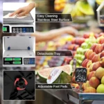 ميزان رقمي تجاري 40 كجم مع شاشة LCD مزدوجة وحاسبة أسعار مدمجة - الصورة 3