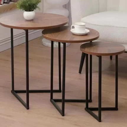 طقم طاولات جانبية 3 قطع تصميم عصري