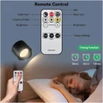⁦مصباح جداري LED أسود لاسلكي مزدوج – تحكم باللمس والريموت مع سطوع قابل للتعديل⁩ - الصورة ⁦3⁩