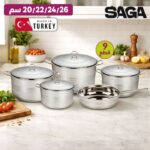 طقم أواني طهي ستانلس ستيل 9 قطع من Saga - الصورة 2