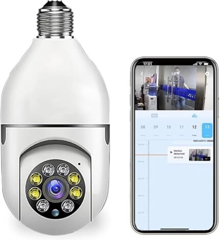 كاميرا مراقبة 360° بشكل لمبة – واي فاي 1080P مع رؤية ليلية